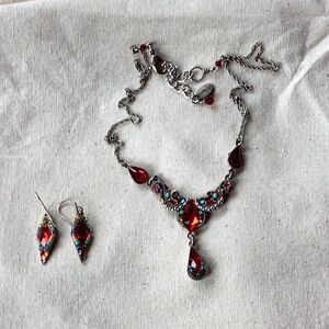 Firefly red necklace and earrings